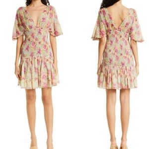 NWT ByTiMo Floral Smocked Chiffon Mini Dress in Summer Flowers